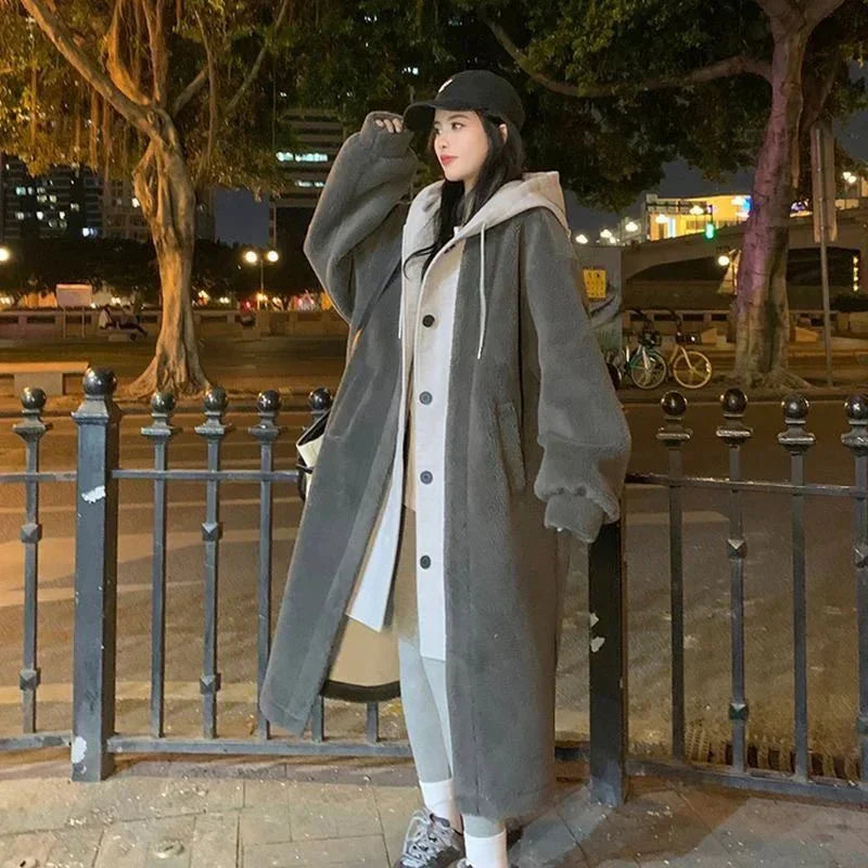 Oversizedmantel - Met capuchon - Lang - Sherpa jas - Winterjas voor dames-Boetiek Moda