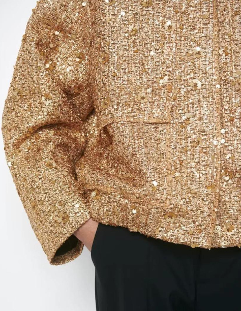 Paillettenjas - Damesjas met oversized gouden glitter-Boetiek Moda