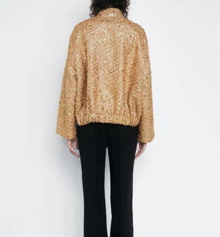 Paillettenjas - Damesjas met oversized gouden glitter-Boetiek Moda