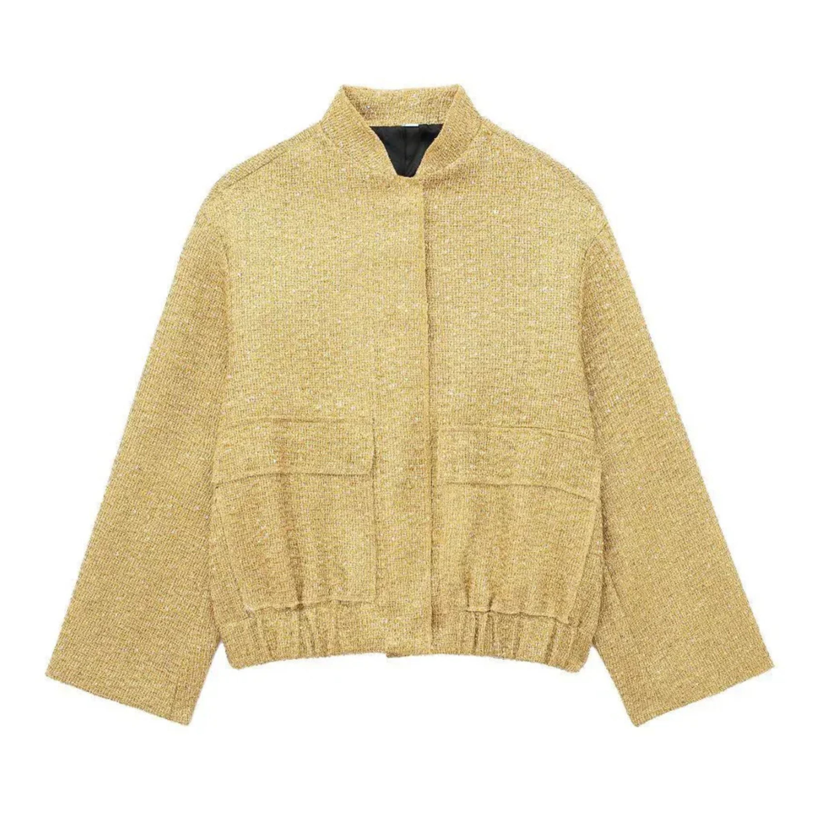 Paillettenjasje - Losvallend bomberjack voor dames met glitters-Boetiek Moda