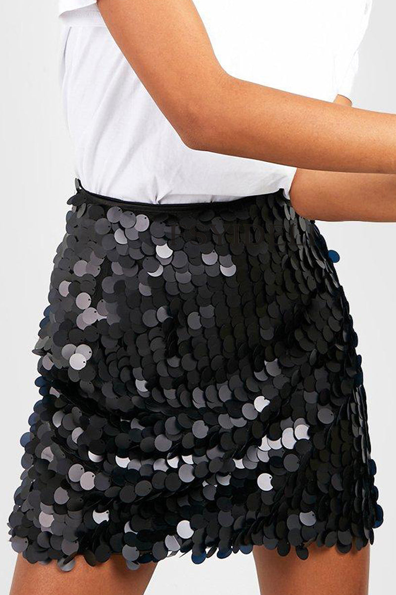 Paillettenrok - Fonkelende - Hoge Taille - Minirok - Feestrokje-Boetiek Moda