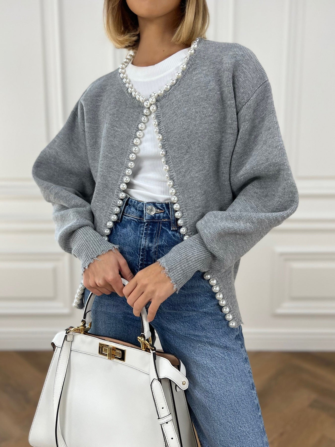 Parelvest - Stijlvol - Oversized - Gebreid vest - Damesvest-Boetiek Moda