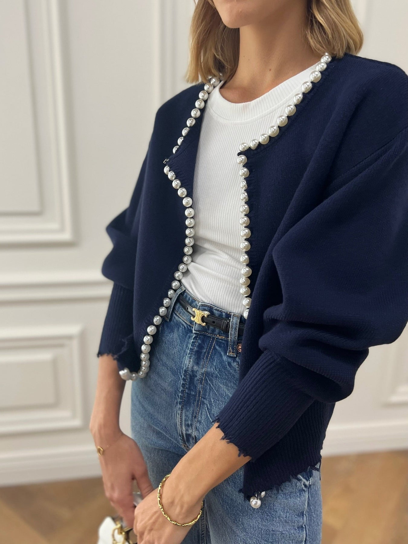 Parelvest - Stijlvol - Oversized - Gebreid vest - Damesvest-Boetiek Moda