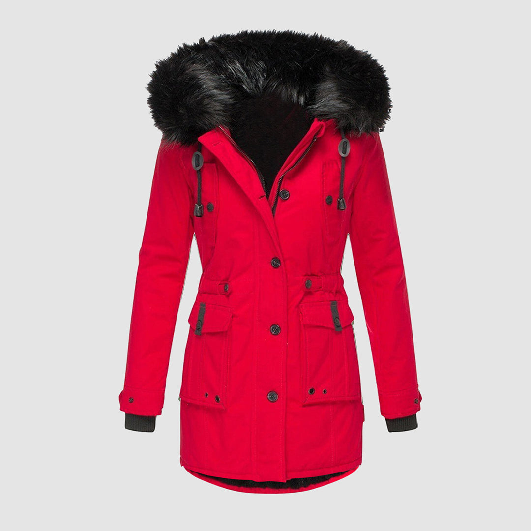 Parka jas - Warme winterjas met capuchon en bontvoering voor dames-Boetiek Moda