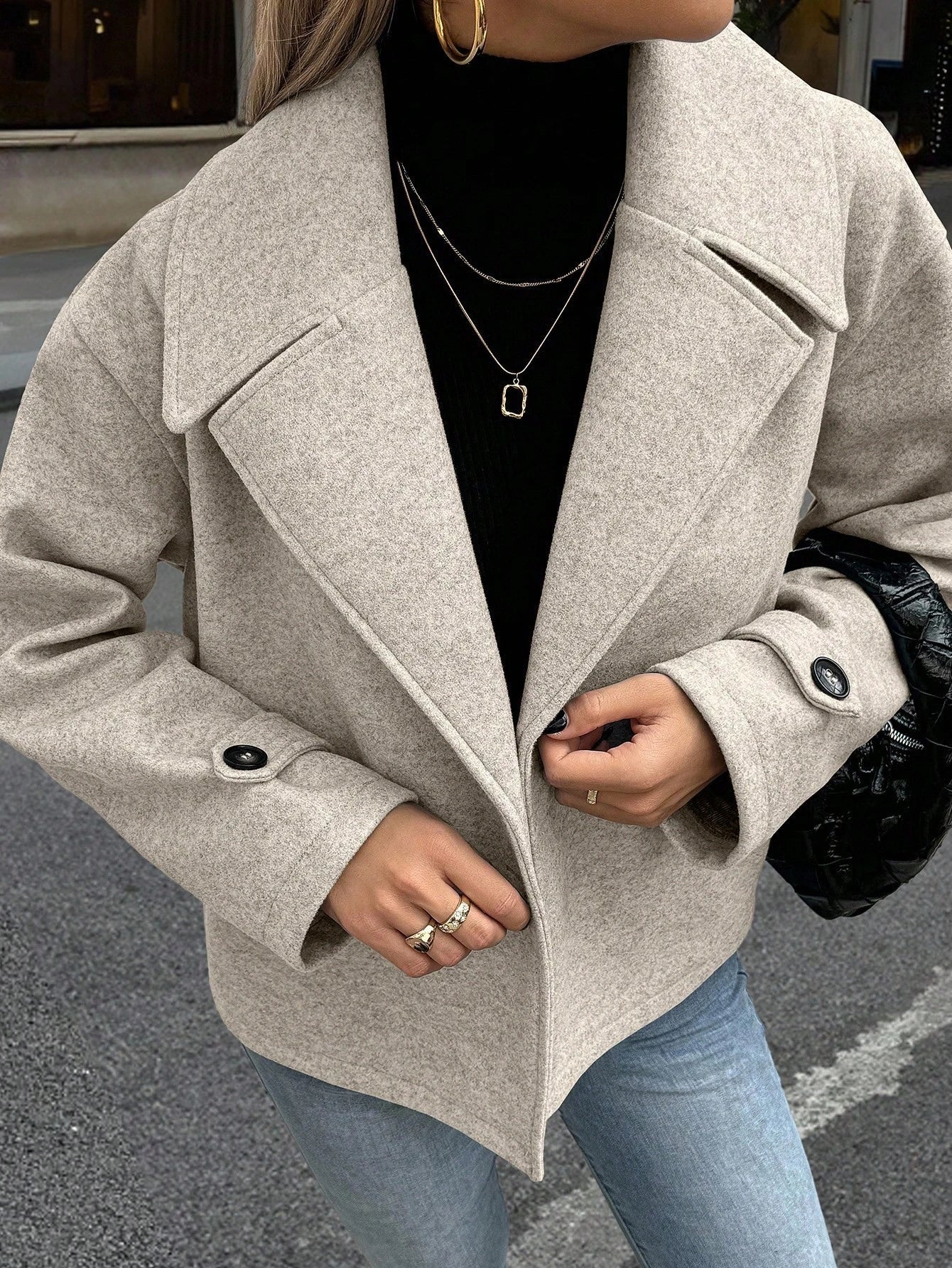 Pea Coat - Kort - Met kraag - Oversized jas - Damesjas-Boetiek Moda