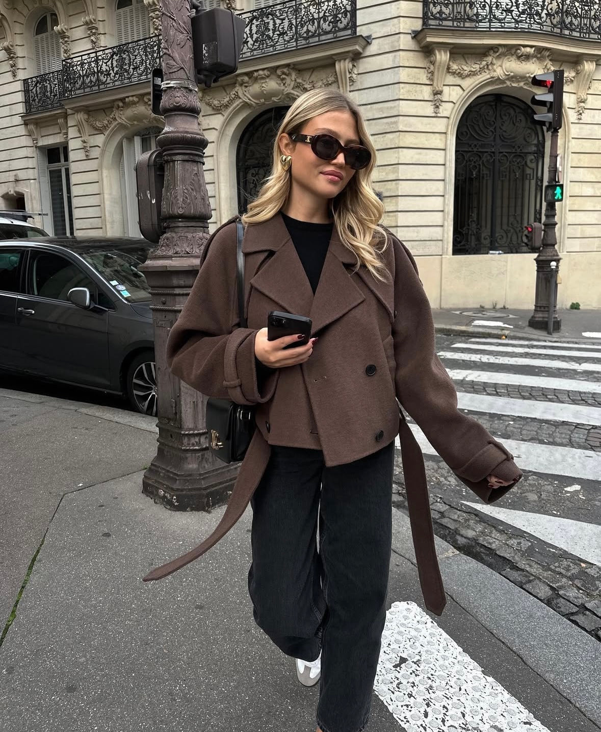 Pea Coat | Riem | Double Breasted | Korte wintertrenchcoat | Damesjas-Boetiek Moda