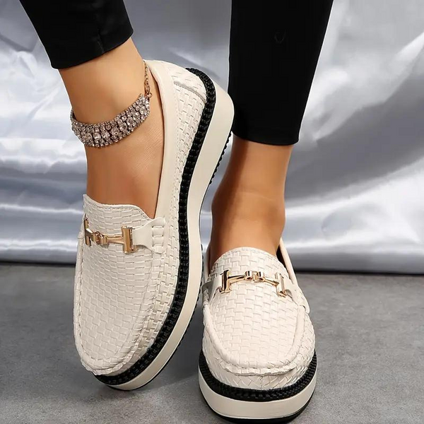 Platform Loafers - Geweven - Comfortabel - Damesschoenen - Slipschoenen-Boetiek Moda