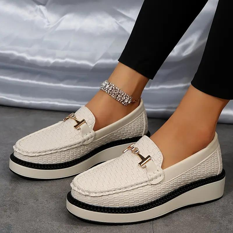 Platform Loafers - Geweven - Comfortabel - Damesschoenen - Slipschoenen-Boetiek Moda