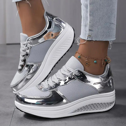 Platform Sneakers, Comfortabel, Veterschoenen, Damesschoenen, Mesh Sneakers-Boetiek Moda