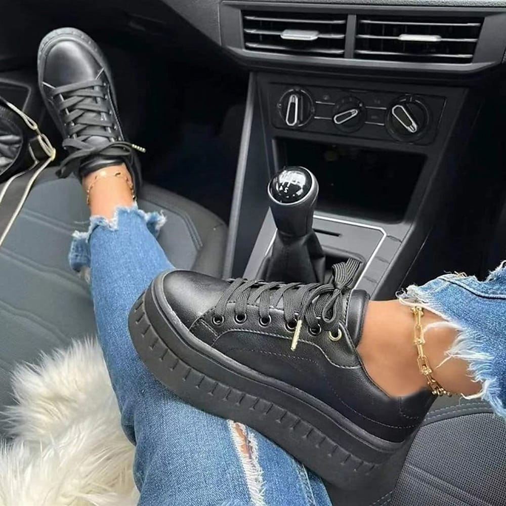 Platform Sneakers - Vrouwen Comfortabele Veterschoenen met Dikke Zool-Boetiek Moda