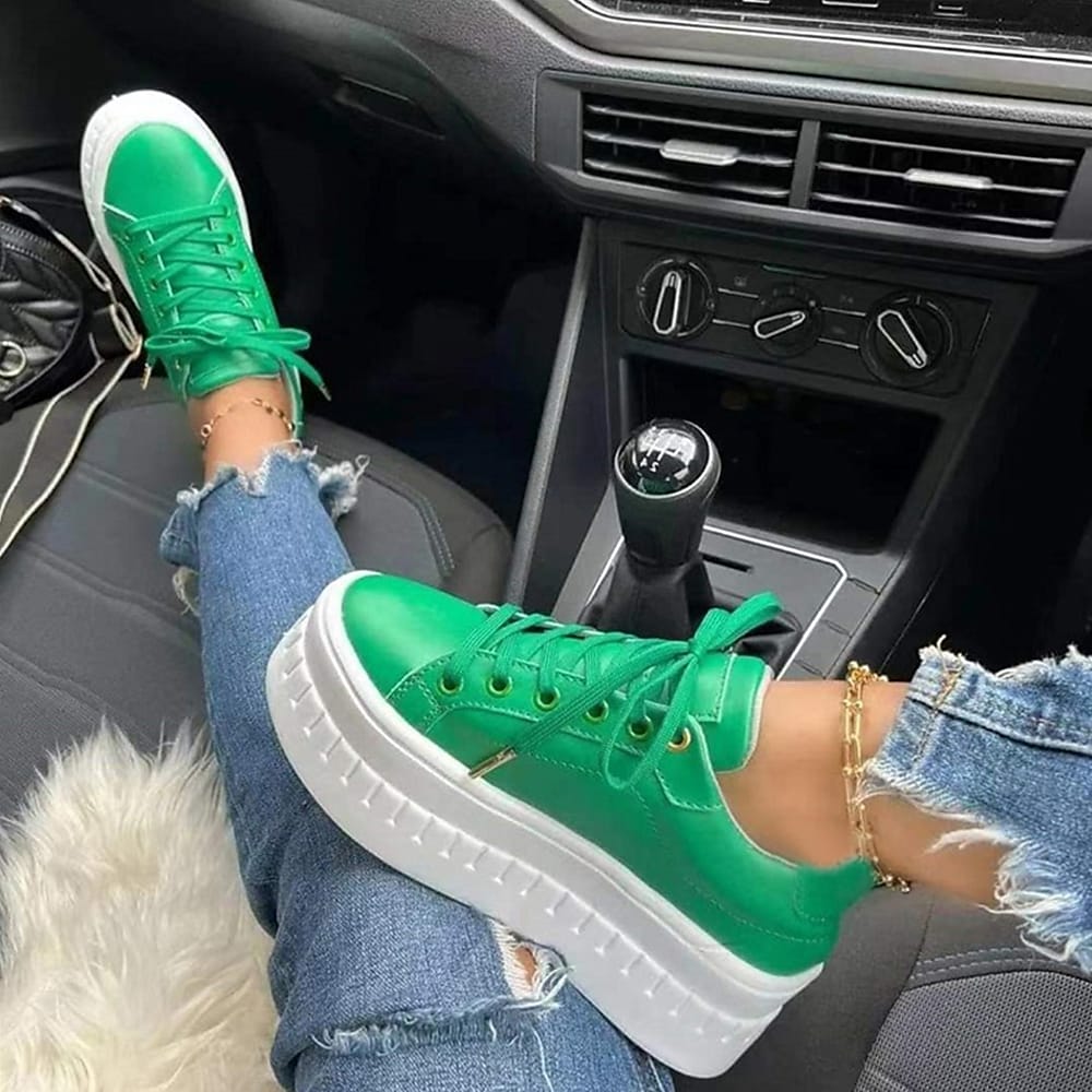 Platform Sneakers - Vrouwen Comfortabele Veterschoenen met Dikke Zool-Boetiek Moda