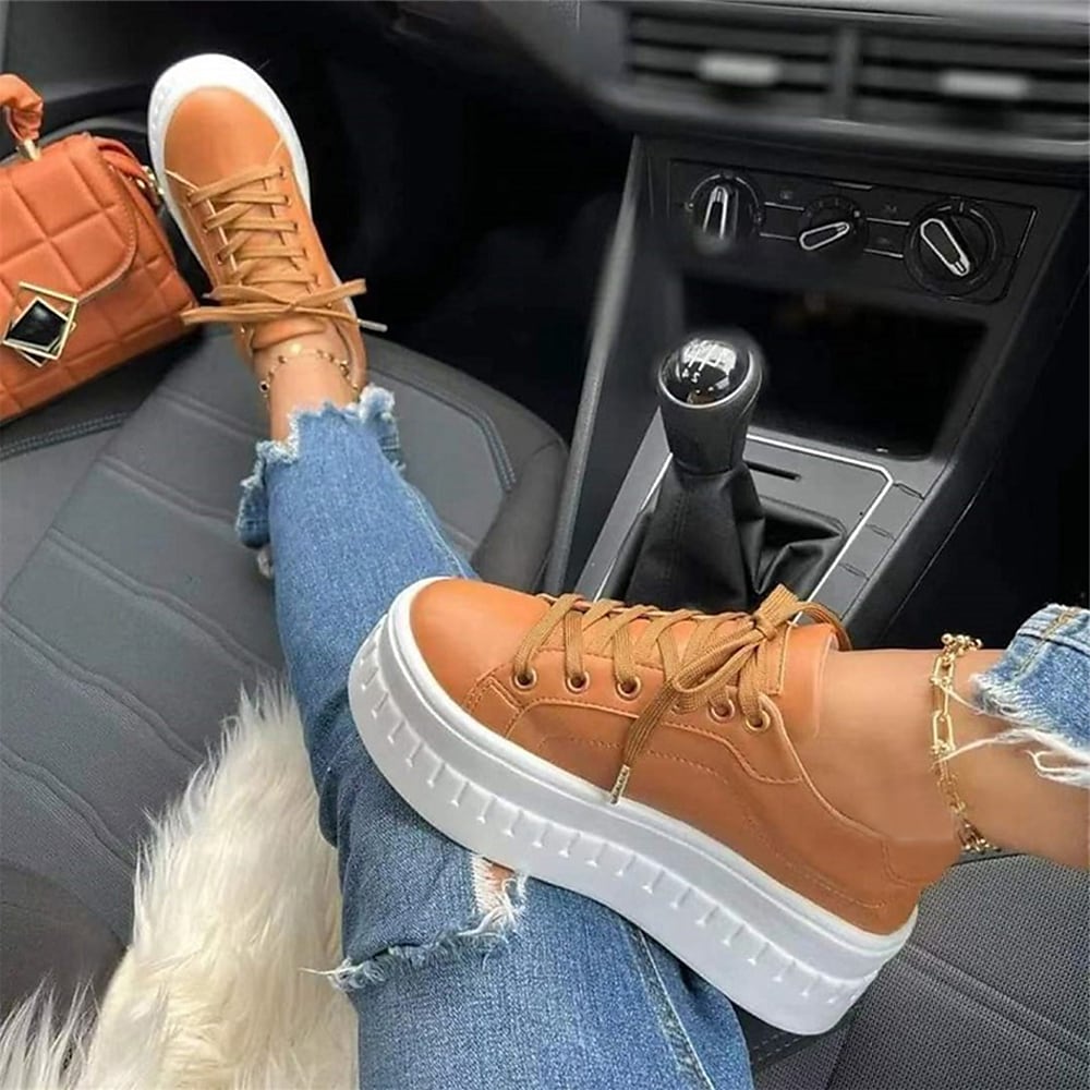 Platform Sneakers - Vrouwen Comfortabele Veterschoenen met Dikke Zool-Boetiek Moda