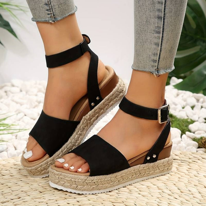 Platform sandalen | Enkelbandje | Boho | Espadrille sandalen | Damessandalen-Boetiek Moda