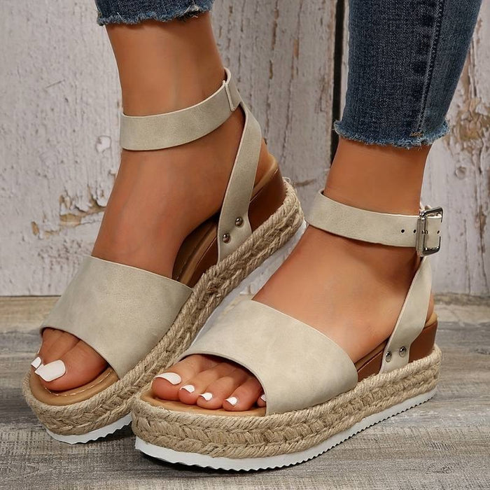 Platform sandalen | Enkelbandje | Boho | Espadrille sandalen | Damessandalen-Boetiek Moda