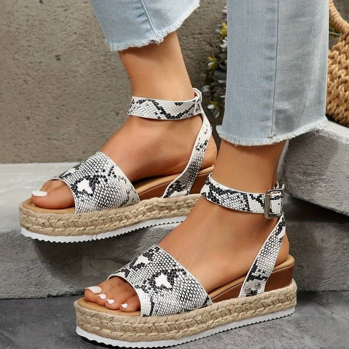 Platform sandalen | Enkelbandje | Boho | Espadrille sandalen | Damessandalen-Boetiek Moda