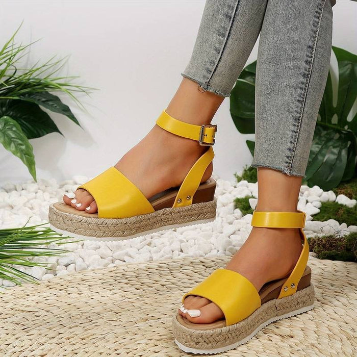 Platform sandalen | Enkelbandje | Boho | Espadrille sandalen | Damessandalen-Boetiek Moda