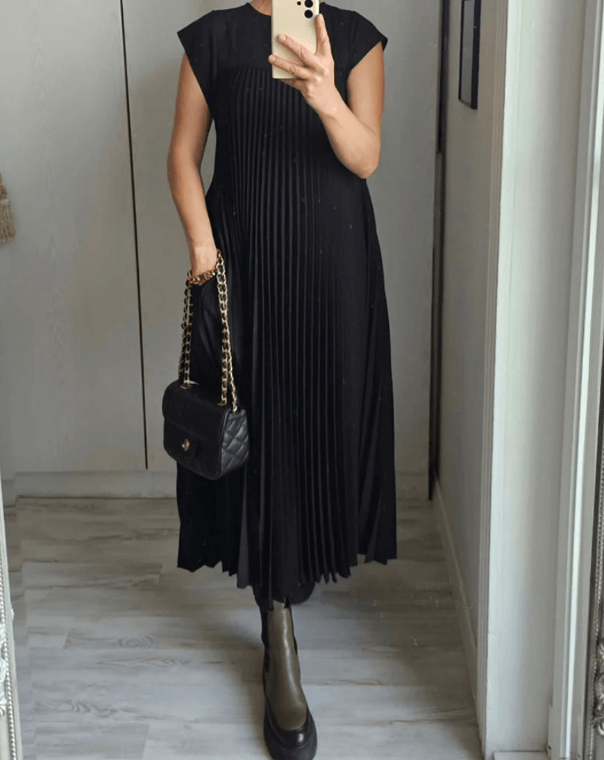Plooirok - Mouwloos - Losse pasvorm - Maxi-jurk - Lange jurken-Boetiek Moda