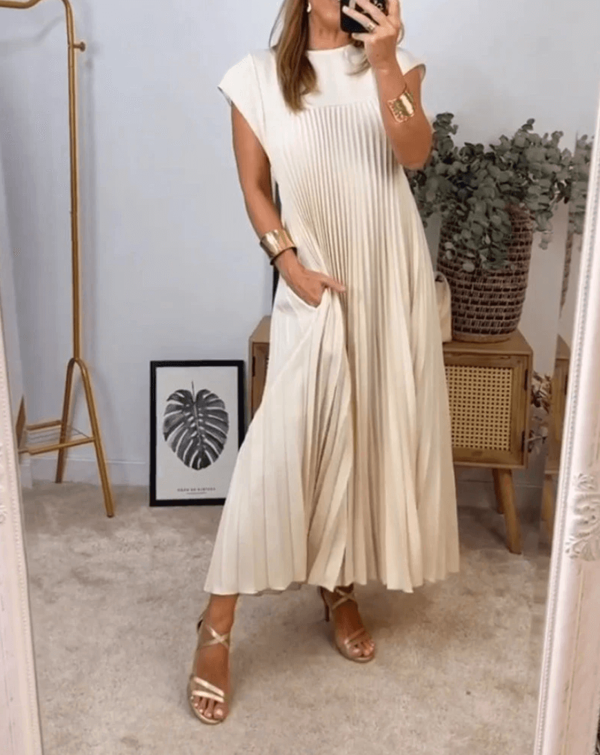 Plooirok - Mouwloos - Losse pasvorm - Maxi-jurk - Lange jurken-Boetiek Moda