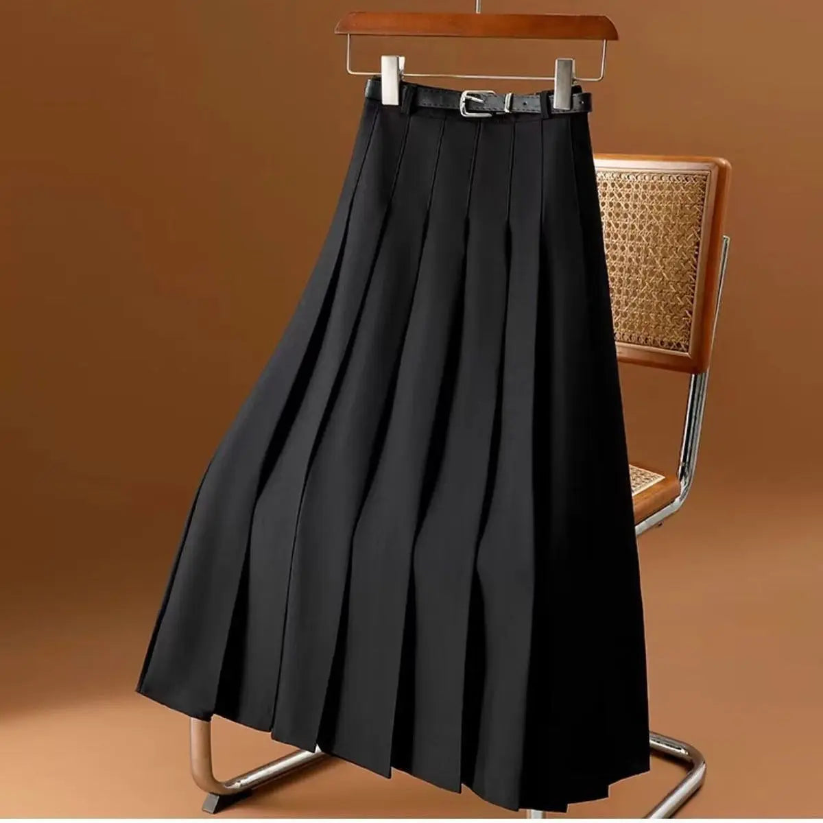 Plooirok | Riem | Hoge taille | Lange rok | Plisse rok-Boetiek Moda