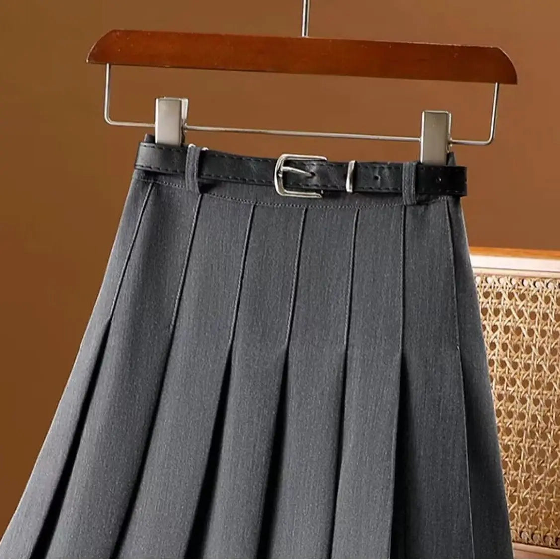 Plooirok | Riem | Hoge taille | Lange rok | Plisse rok-Boetiek Moda