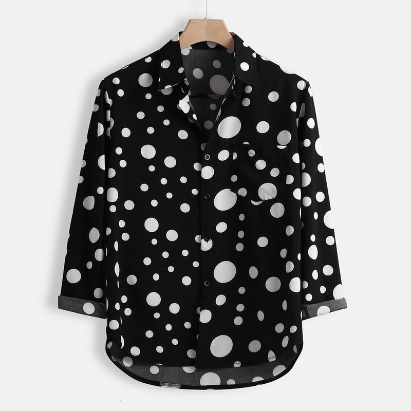 Polka Dot Overhemd | Lange Mouw | Gekorteld | Button-Up Overhemd | Overhemd voor Heren-Boetiek Moda