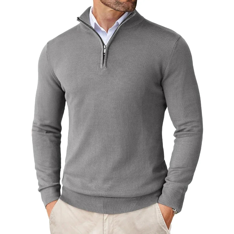Polo Jumper - Gebreide pullover met kwartritssluiting voor heren-Boetiek Moda