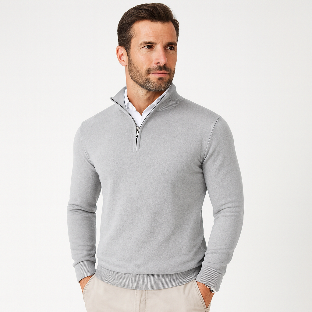 Polo Jumper - Gebreide pullover met kwartritssluiting voor heren-Boetiek Moda