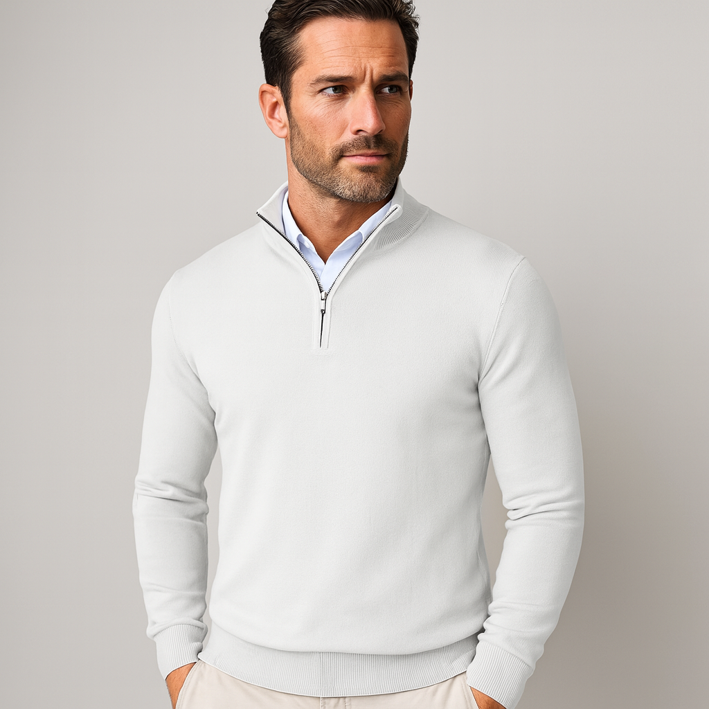 Polo Jumper - Gebreide pullover met kwartritssluiting voor heren-Boetiek Moda