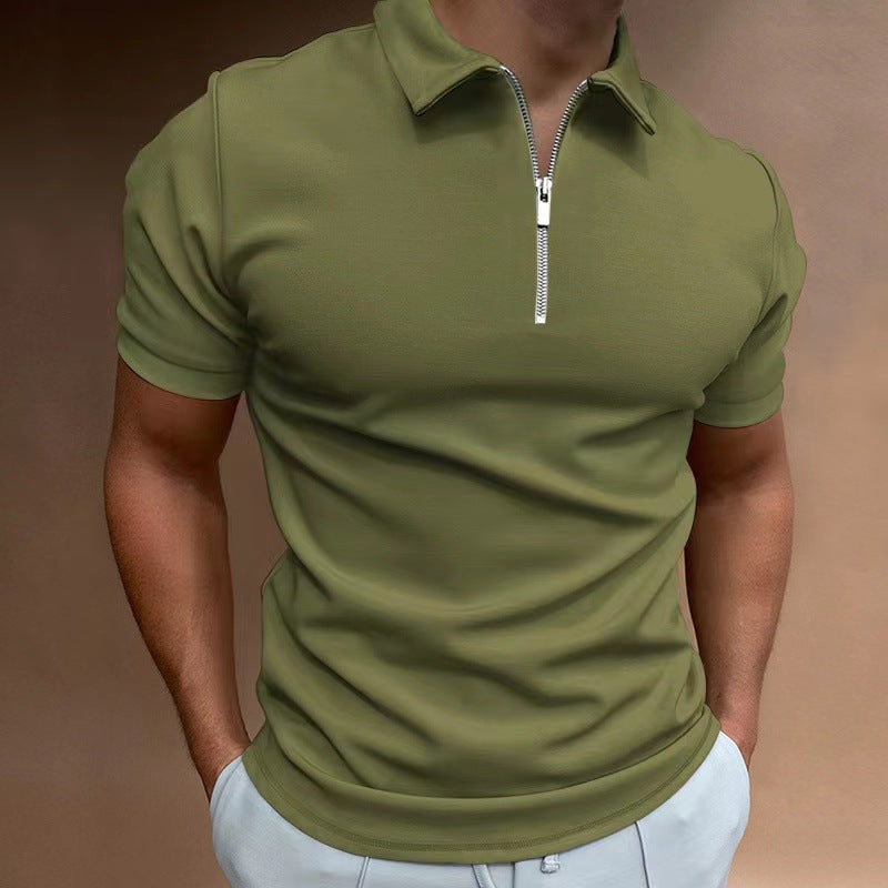 Polo T-shirt | Effen | Met kraag | T-shirt met kwartritssluiting | Poloshirt voor mannen-Boetiek Moda