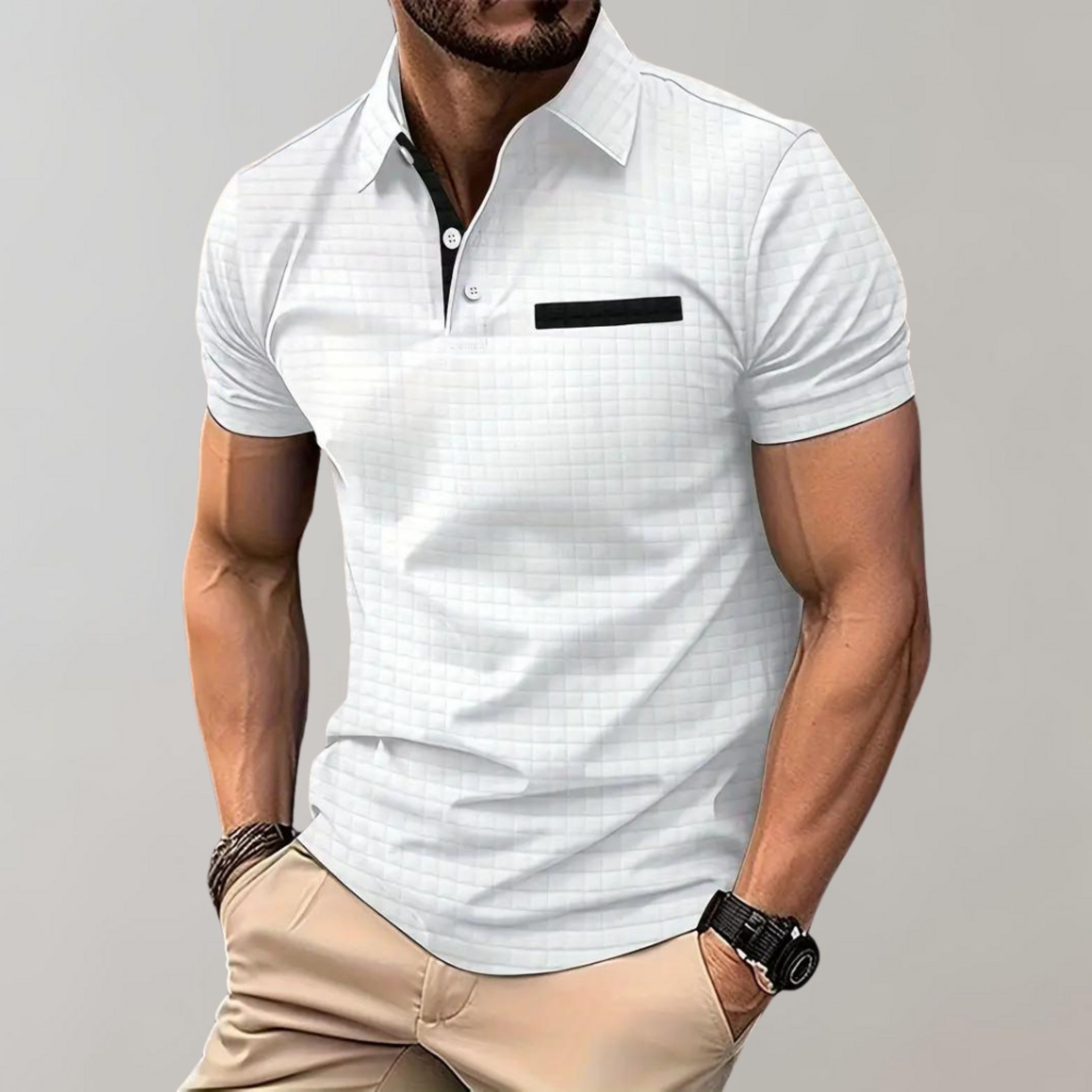 Polo T-shirt | Knoopsluiting | Borstzak | T-shirt met kraag | Polo's voor heren-Boetiek Moda