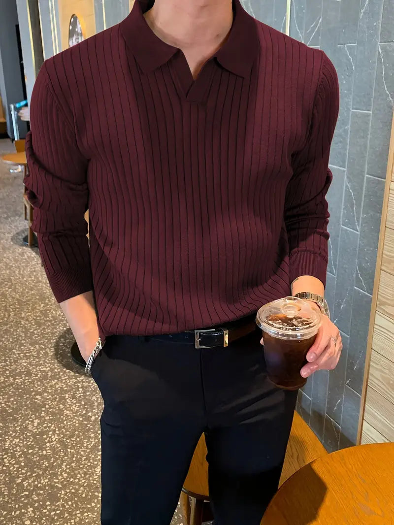 Polo Trui | Kraag | Vrijetijdskleding | Gebreide Trui | Herenkleding-Boetiek Moda