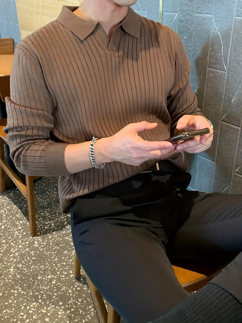 Polo Trui | Kraag | Vrijetijdskleding | Gebreide Trui | Herenkleding-Boetiek Moda