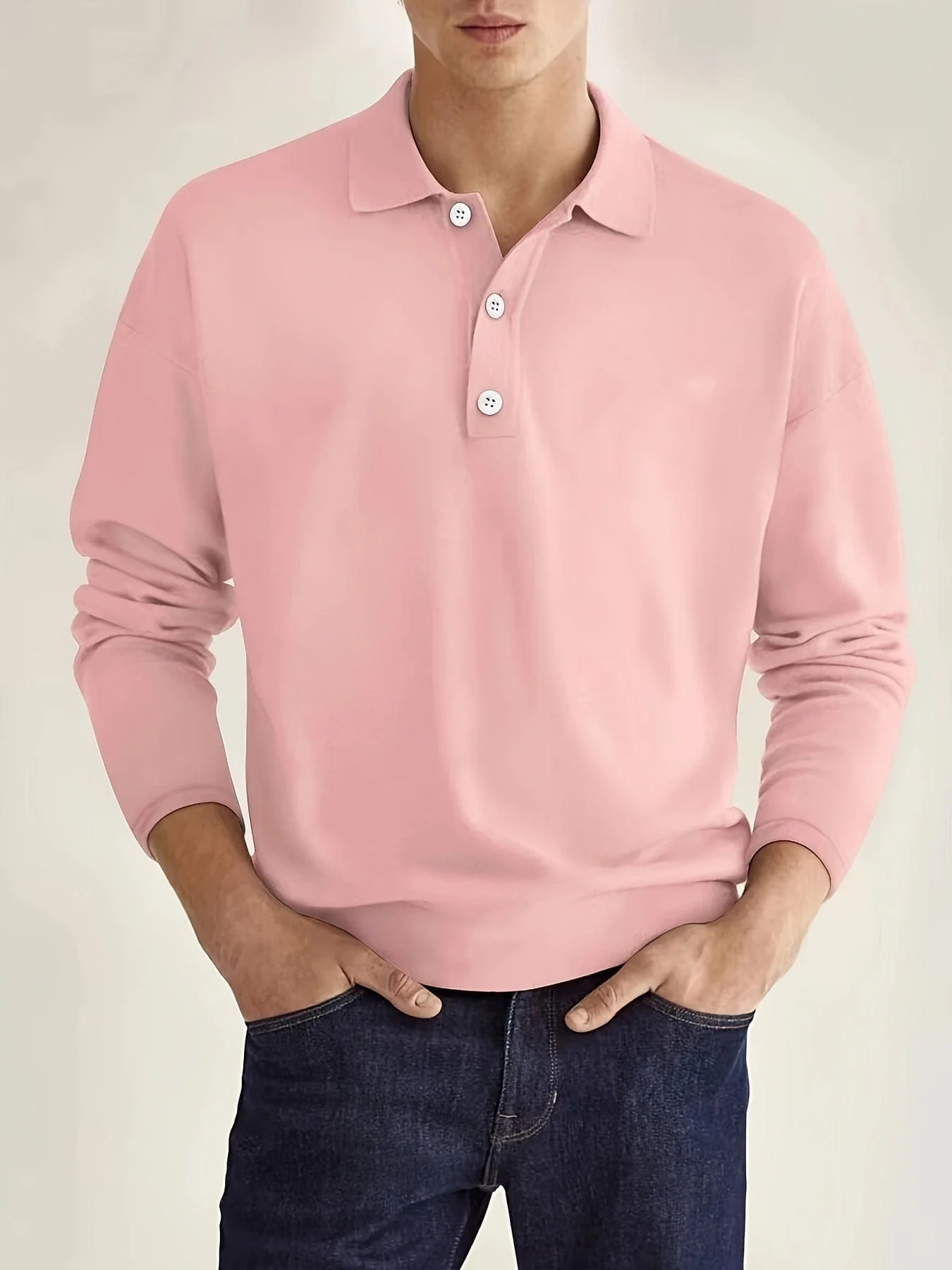 Polo met lange mouwen - Polo met kraag en knoopsluiting voor heren-Boetiek Moda