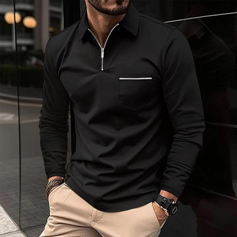 Polo met lange mouwen - Polo met kraag en kwartritssluiting voor heren-Boetiek Moda