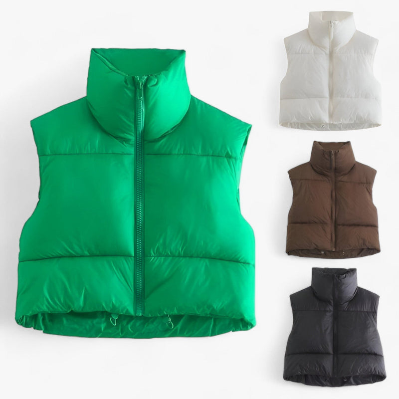 Puffer Gilet | Cropped | Mouwloos | Puffer Vest | Winterkleding voor dames-Boetiek Moda