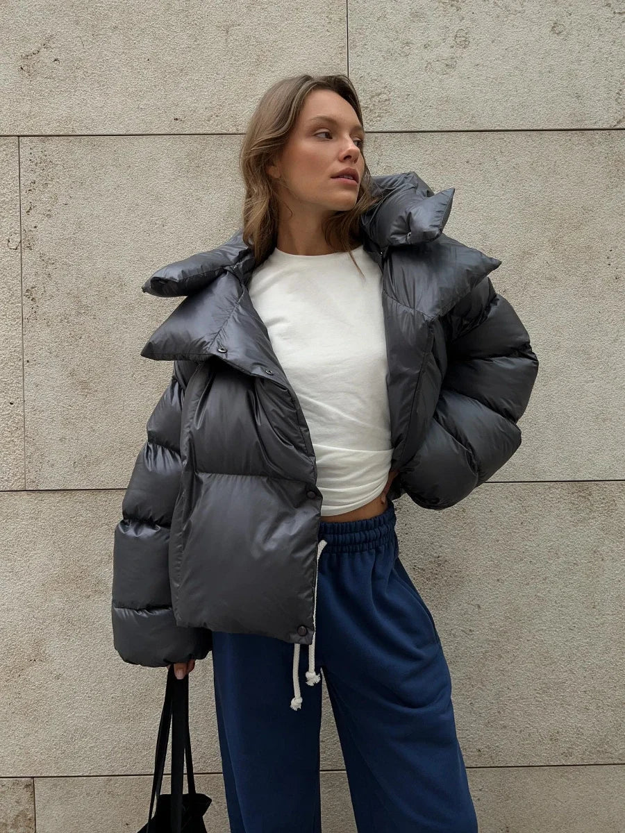 Pufferjas - Oversized winterjas met capuchon voor dames-Boetiek Moda