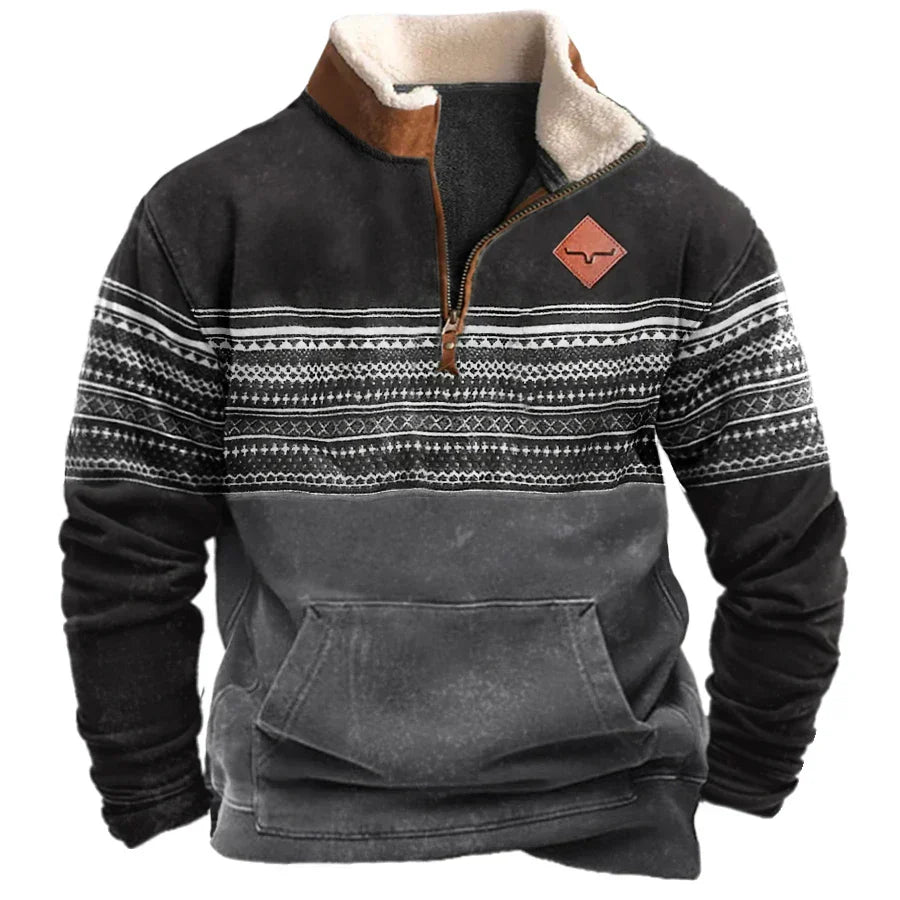 Pullover met halve rits voor heren - Warm - Winter - Fleece Pullover - Sweater met kwart rits voor heren-Boetiek Moda
