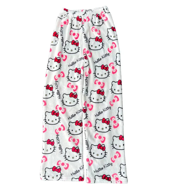 Pyjamabroek - Comfy - Kattenprint - Fluffy PJ Broek - Fleece Pyjamabroek-Boetiek Moda