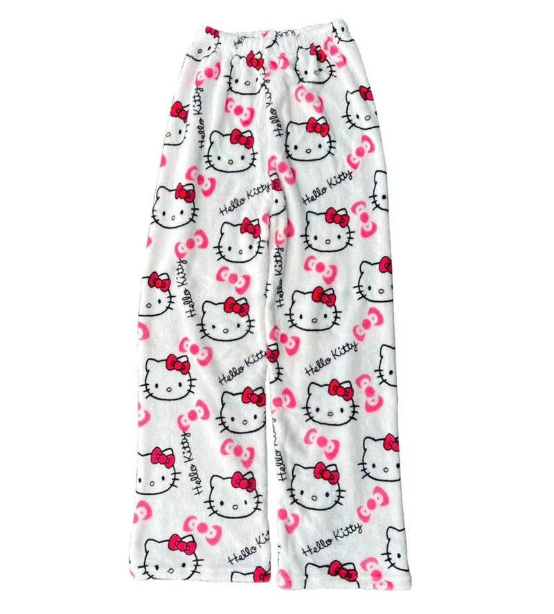 Pyjamabroek - Comfy - Kattenprint - Fluffy PJ Broek - Fleece Pyjamabroek-Boetiek Moda