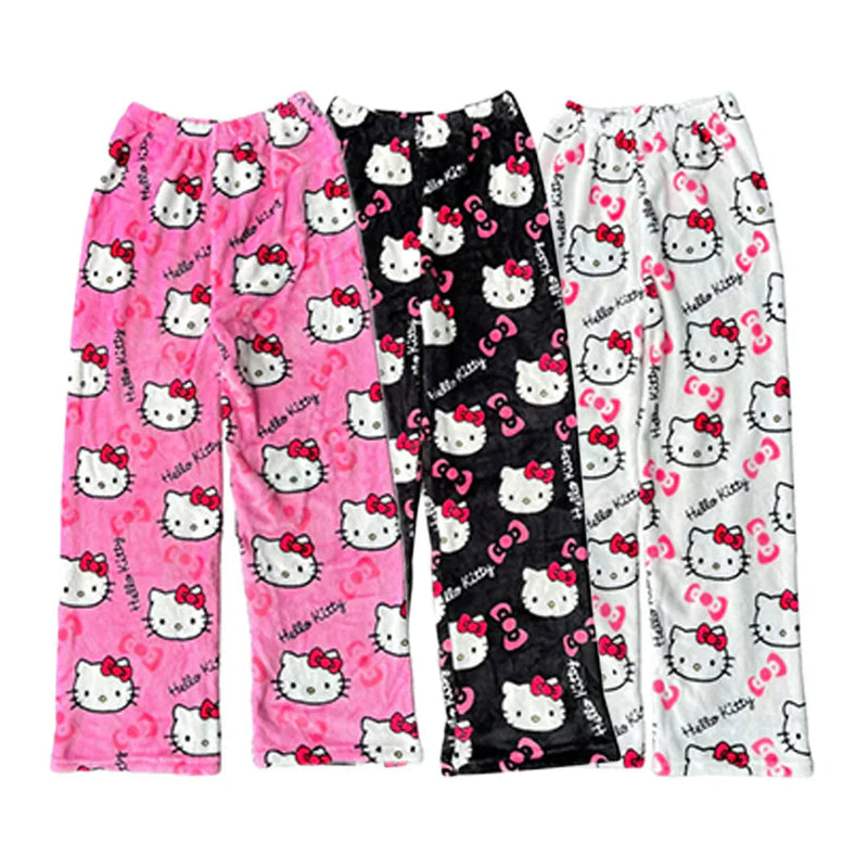 Pyjamabroek - Comfy - Kattenprint - Fluffy PJ Broek - Fleece Pyjamabroek-Boetiek Moda