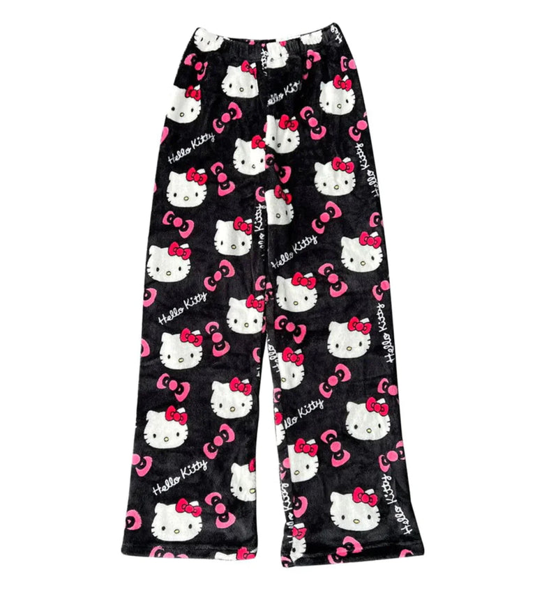 Pyjamabroek - Comfy - Kattenprint - Fluffy PJ Broek - Fleece Pyjamabroek-Boetiek Moda