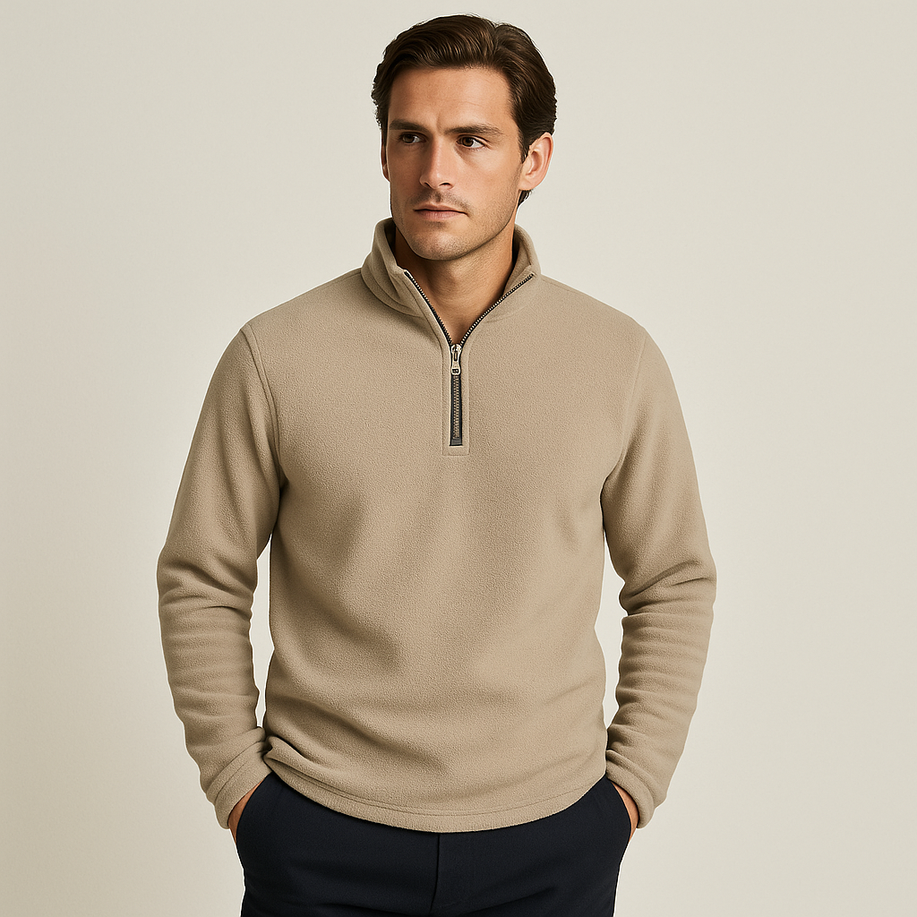 Quarter-Zip Fleece - Warme Half-Zip Pullover voor heren-Boetiek Moda