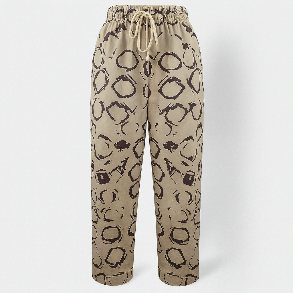 Rechte broek - Trekkoord - Elastische taille - Lichte broek - Damesbroek-Boetiek Moda