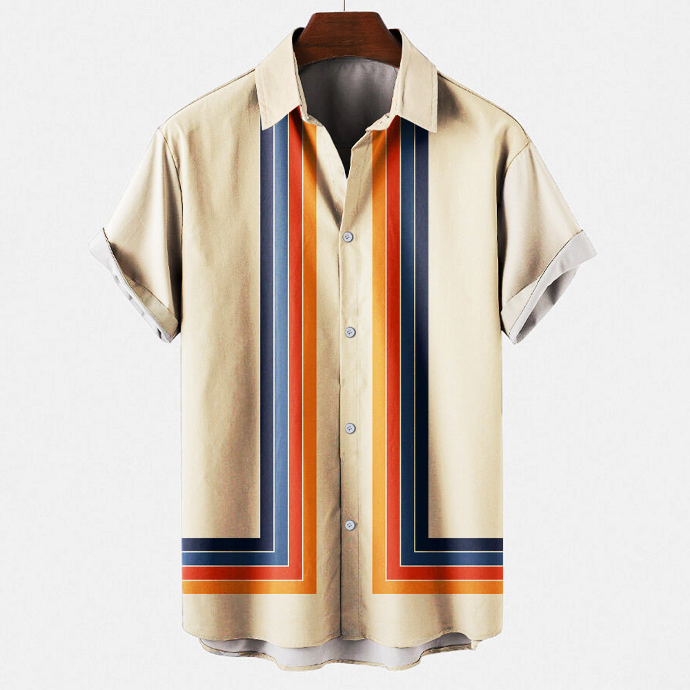 Retro shirt | Met kraag | Met knopen | Shirt met korte mouwen | Zomershirt voor mannen-Boetiek Moda