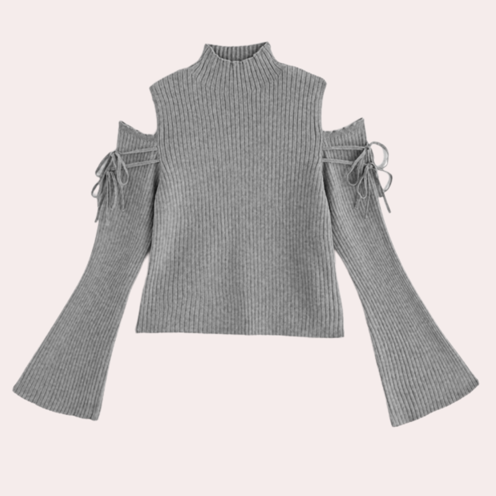 Ribtrui - Hoge Hals - Uitgesneden Schouders - Coltrui - Dameskleding-Boetiek Moda
