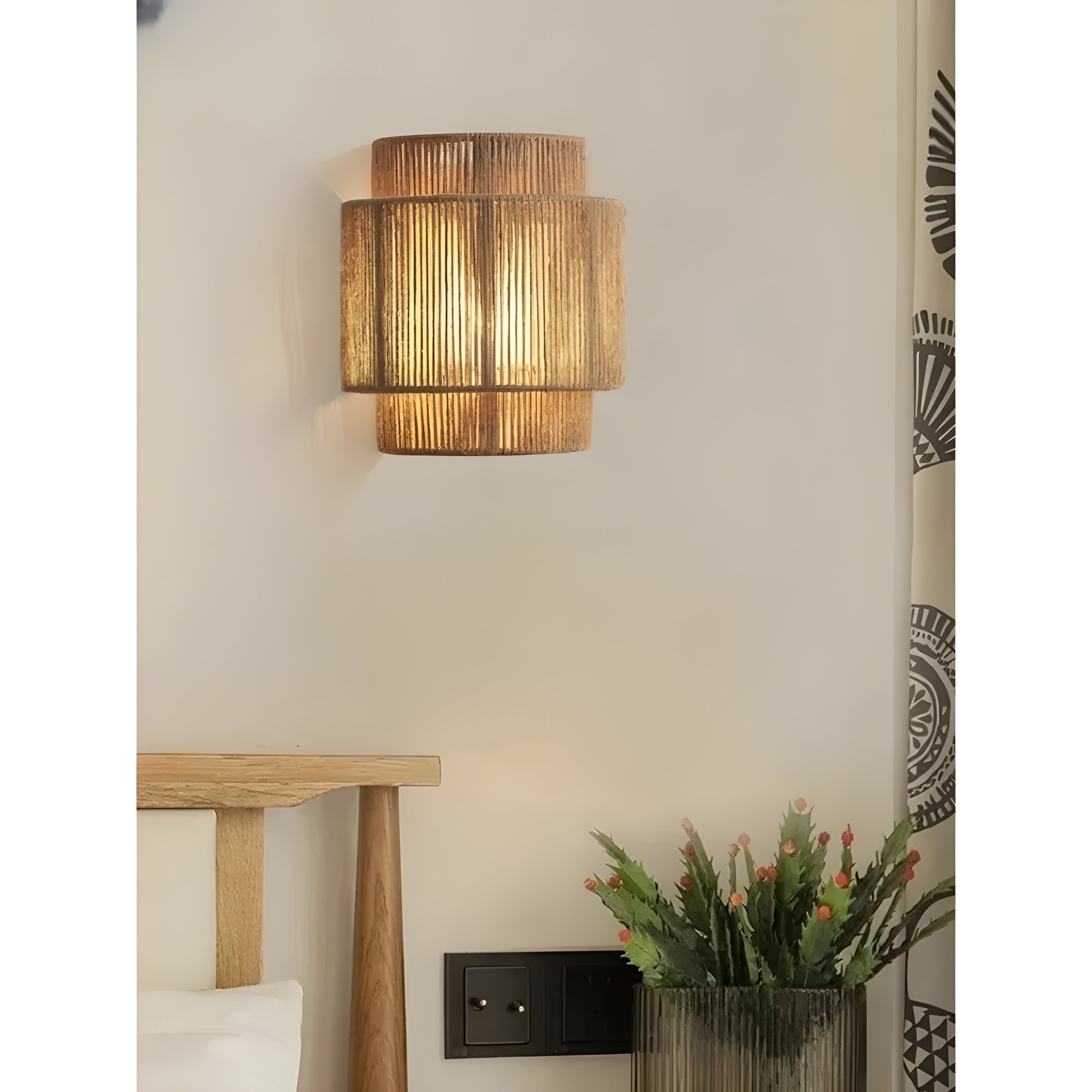 Rotan Lamp - LED Beige Rieten Rotan Wandlamp-Boetiek Moda