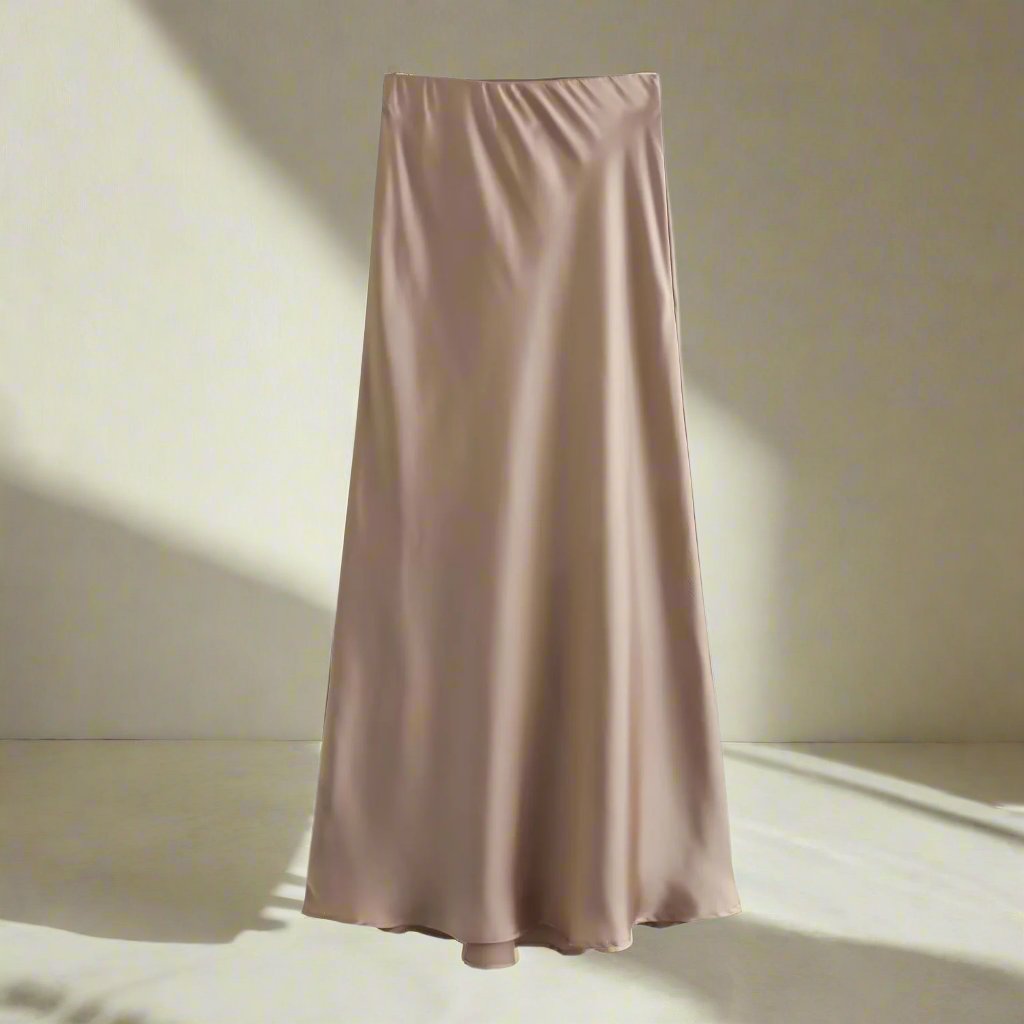 Satijnen Rok - Midi-rok van zijde en satijn met hoge taille voor dames-Boetiek Moda