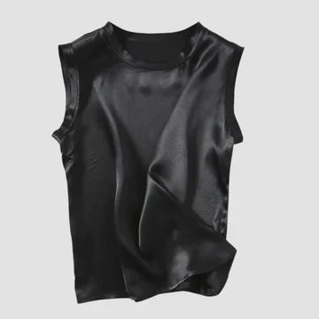 Satijnen Top - Dames Loose Fit Mouwloze Zijden Tank Top-Boetiek Moda