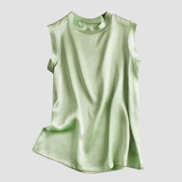 Satijnen Top - Dames Loose Fit Mouwloze Zijden Tank Top-Boetiek Moda