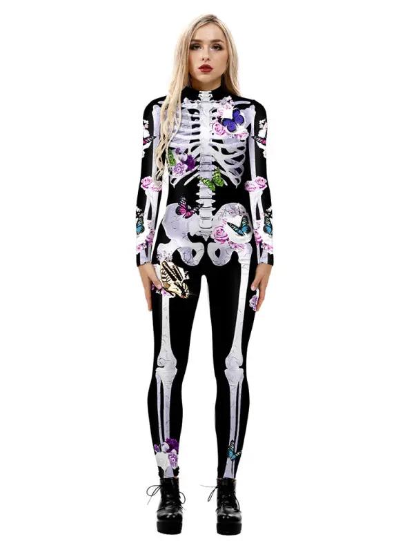 Skeletpak - Damesbloemen skelet Halloween-kostuum-Boetiek Moda